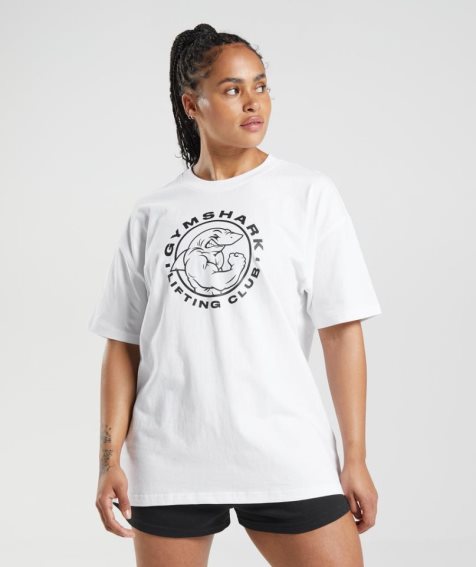 Gymshark Legacy Oversized T-shirts Damen Weiß | 74159VKQF