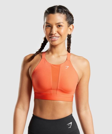 Gymshark Mesh Neckline 2.0 Sport Bh Damen Orange | 35610EPIQ