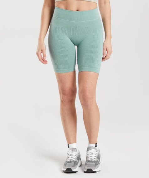 Gymshark Pause Seamless Cycling Kurze Hose Damen Hellgrün | 63715HDBF