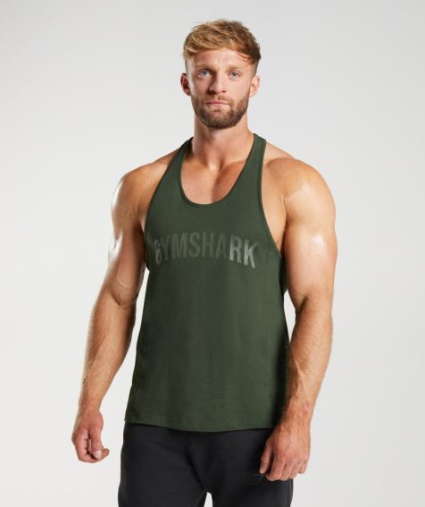 Gymshark Power Stringer Muskelshirt Herren Olivgrün | 07289YTEB