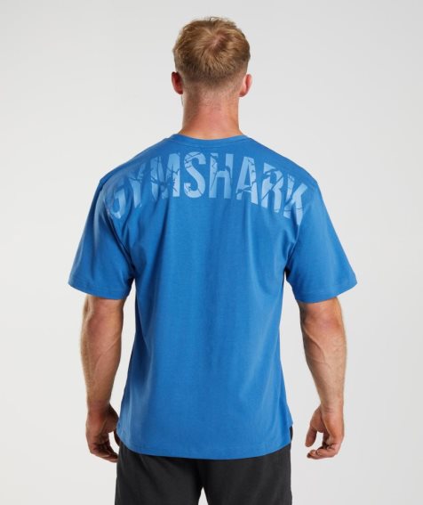 Gymshark Power T-shirts Herren Blau | 61523ZJND