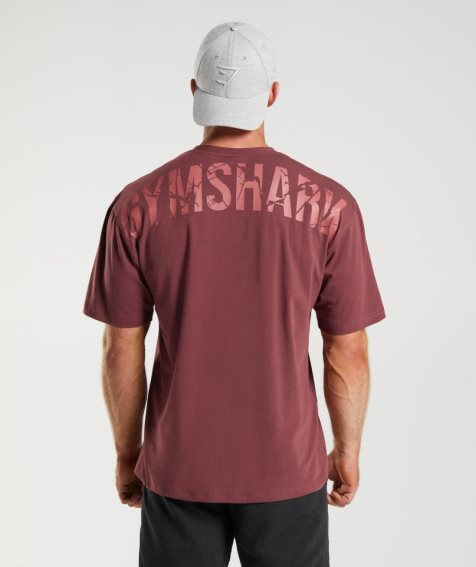 Gymshark Power T-shirts Herren Bordeaux | 78216EVAY