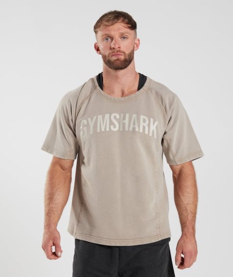 Gymshark Power Washed Rag Top T-shirts Herren Beige | 23198JSMH