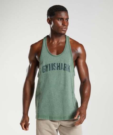 Gymshark Power Washed Stringer Muskelshirt Herren Grün | 09126YMJP