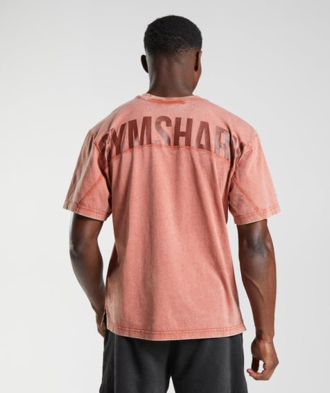 Gymshark Power Washed T-shirts Herren Rosa | 78902RLHV