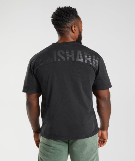 Gymshark Power Washed T-shirts Herren Schwarz | 30581QCEA