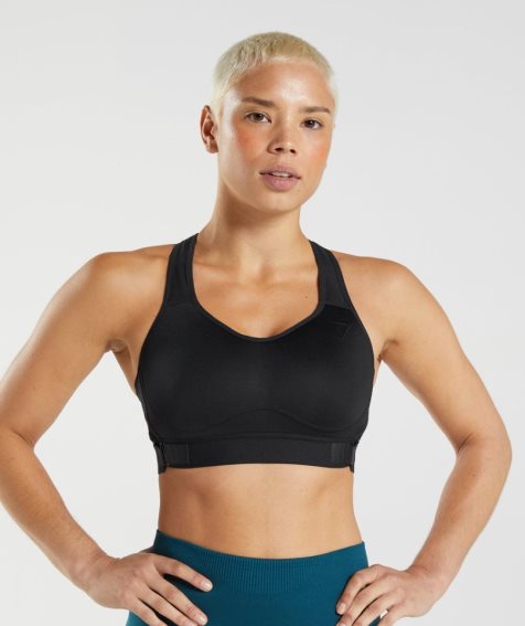 Gymshark Racerback High Support Sport Bh Damen Schwarz | 96381MTEL