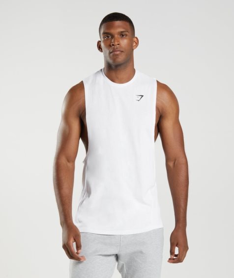 Gymshark React Drop Arm Muskelshirt Herren Weiß | 13280UDXO