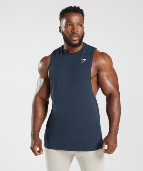 Gymshark React Drop Arm Muskelshirt Herren Navy | 36172LQDG