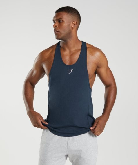 Gymshark React Stringer Muskelshirt Herren Navy | 45980KBIR