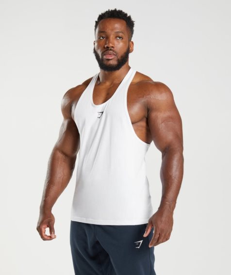 Gymshark React Stringer Muskelshirt Herren Weiß | 57689CSNF