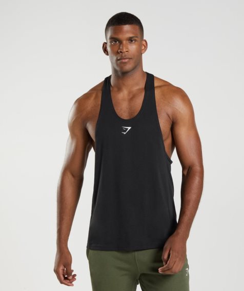 Gymshark React Stringer Muskelshirt Herren Schwarz | 82196DZAB