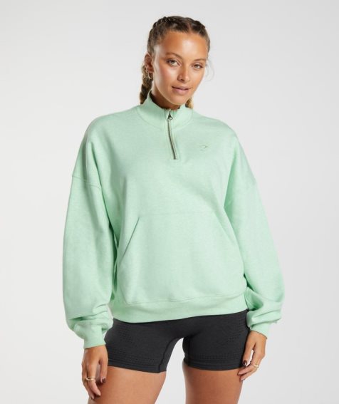 Gymshark Rest Day Sweats 1/2 Zip Sweatshirts Damen Mintfarben | 43982PCKV