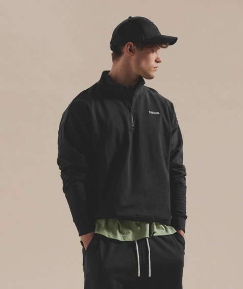 Gymshark Rest Day Sweats 1/4 Zip Sweatshirts Herren Schwarz | 30752OWQZ