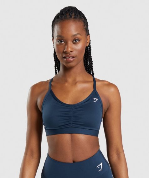 Gymshark Ruched Sport Bh Damen Navy | 08136HCQM