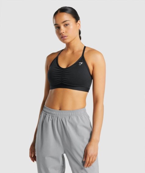 Gymshark Ruched Sport Bh Damen Schwarz | 70429XTOB