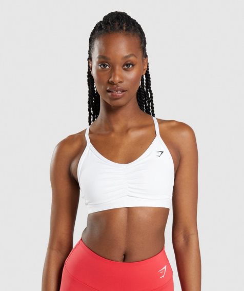 Gymshark Ruched Sport Bh Damen Weiß | 26940DIOK