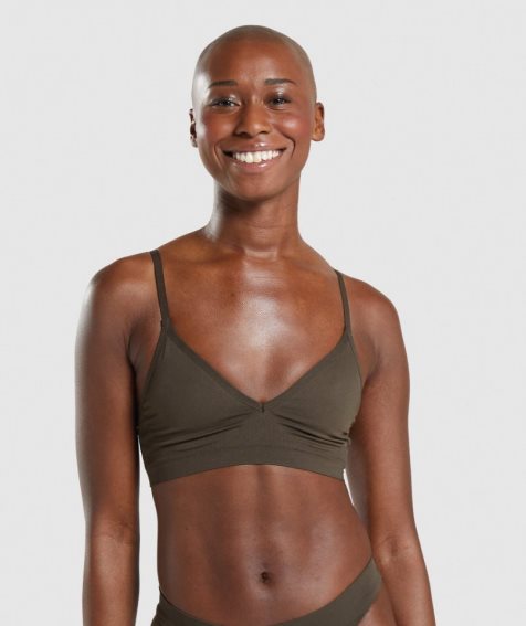 Gymshark Seamless Low Neck Bralette Unterwäsche Damen Braun | 35964TCOY