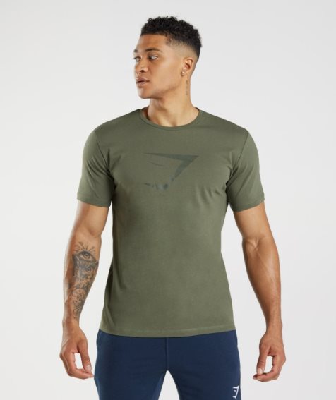 Gymshark Sharkhead Infill T-shirts Herren Olivgrün | 37526TYDG