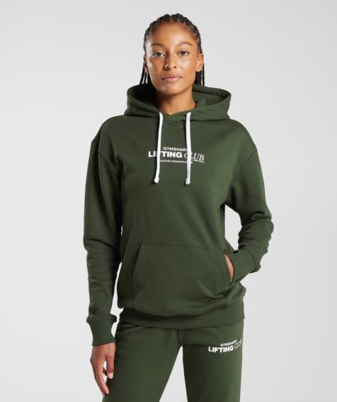 Gymshark Social Club Oversized Hoodie Damen Olivgrün | 83076RCVG