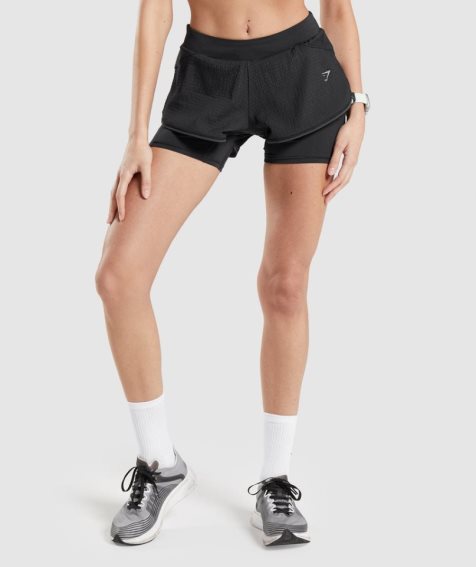 Gymshark Speed 2 In 1 Kurze Hose Damen Schwarz | 57298SBFH