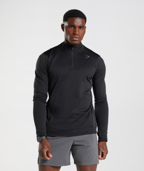 Gymshark Sport 1/4 Zip Sweatshirts Herren Schwarz | 60215IUSN