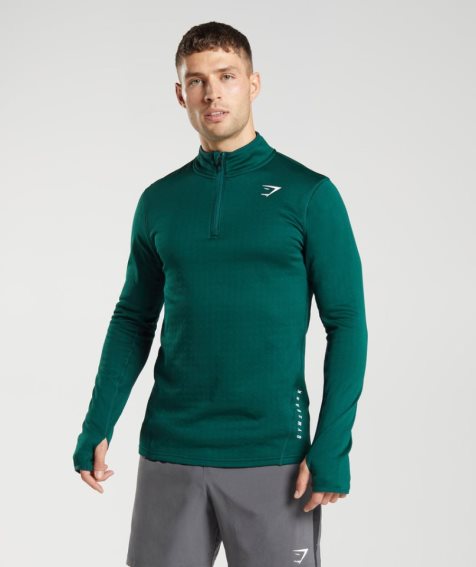 Gymshark Sport 1/4 Zip T-shirts Herren Grün | 62137FMCN