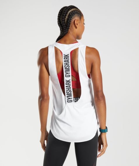 Gymshark Sport Brandmark Muskelshirt Damen Weiß | 74216LWVI