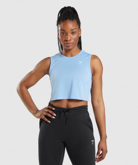 Gymshark Sport Crop Muskelshirt Damen Blau | 41528EZAT