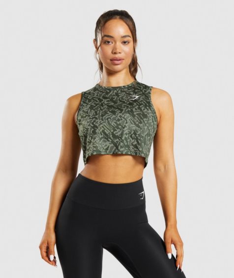 Gymshark Sport Crop Muskelshirt Damen Grün | 39074CTAP