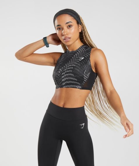 Gymshark Sport Crop Muskelshirt Damen Schwarz | 27398YFCW