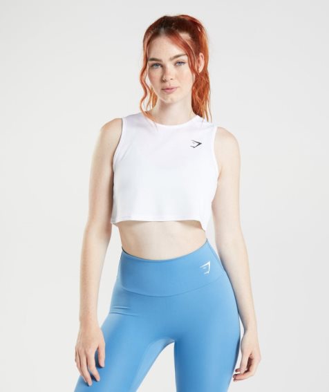 Gymshark Sport Crop Muskelshirt Damen Weiß | 89407EGMP