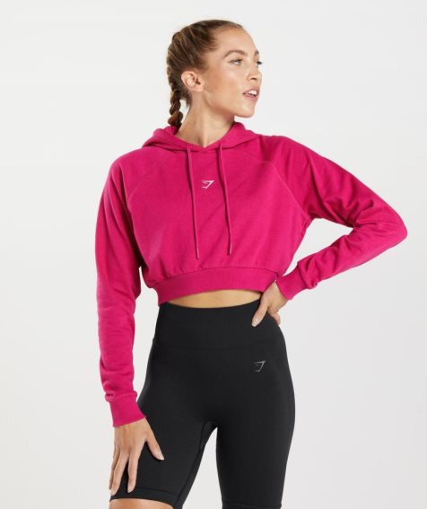 Gymshark Sport Cropped Hoodie Damen Fuchsie | 39271PVNW