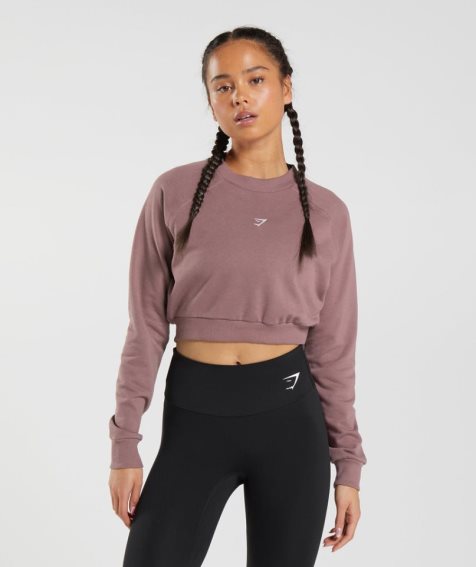 Gymshark Sport Cropped Sweatshirts Damen Rosa | 05279IKWR