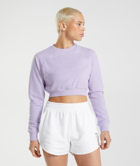 Gymshark Sport Cropped Sweatshirts Damen Helllila | 36152YJLX