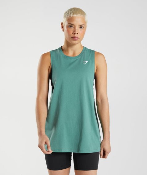 Gymshark Sport Drop Arm Muskelshirt Damen Grün | 27085QHND