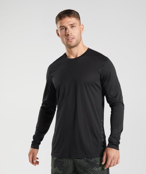 Gymshark Sport Long Sleeve T-shirts Herren Schwarz | 42085HWQX