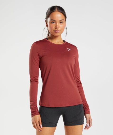 Gymshark Sport Long Sleeve Top T-shirts Damen Rot | 54239DYSG