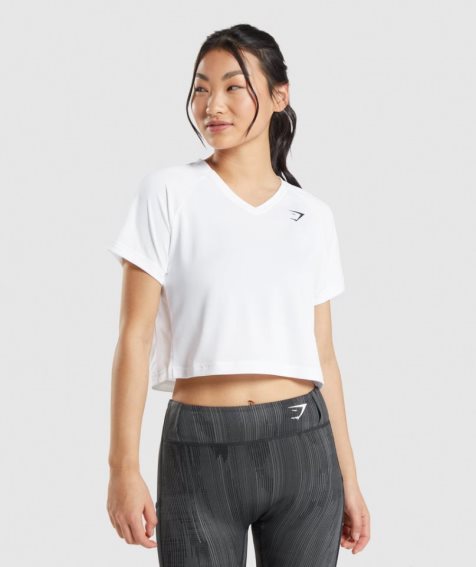 Gymshark Sport Midi T-shirts Damen Weiß | 69280JHBY