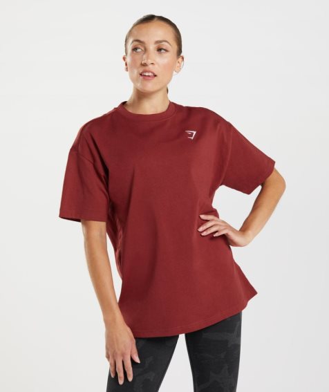 Gymshark Sport Oversized T-shirts Damen Rot | 07614MHLJ