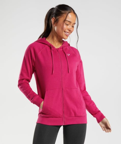 Gymshark Sport Zip Hoodie Damen Fuchsie | 03687HOFU