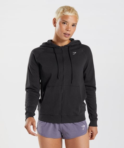 Gymshark Sport Zip Hoodie Damen Schwarz | 13847YGWL