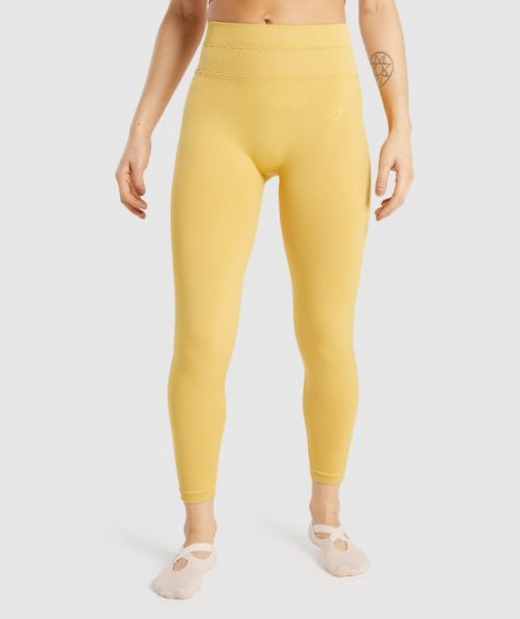 Gymshark Studio Leggings Damen Gelb | 94720DFSJ