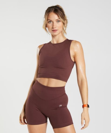 Gymshark Sweat Seamless Midi Muskelshirt Damen Bordeaux | 49758COTQ