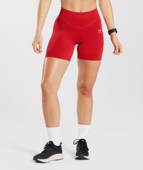 Gymshark Sweat Seamless Sculpt Kurze Hose Damen Rot | 67431MSUV