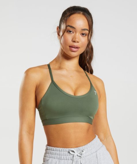 Gymshark V Neck Sport Bh Damen Olivgrün | 60453CBOY