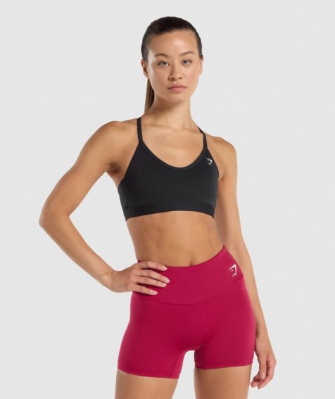 Gymshark V Neck Sport Bh Damen Schwarz | 63479MQWV