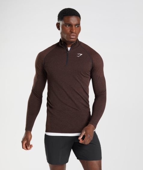 Gymshark Vital Light 1/4 Zip Sweatshirts Herren Dunkelbraun | 71986EXNG