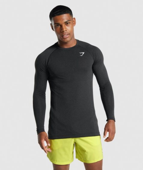 Gymshark Vital Light Seamless Long Sleeve T-shirts Herren Schwarz | 85214HLZV