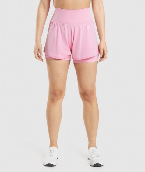 Gymshark Vital Seamless 2.0 2-in-1 Kurze Hose Damen Rosa | 37462YXQN